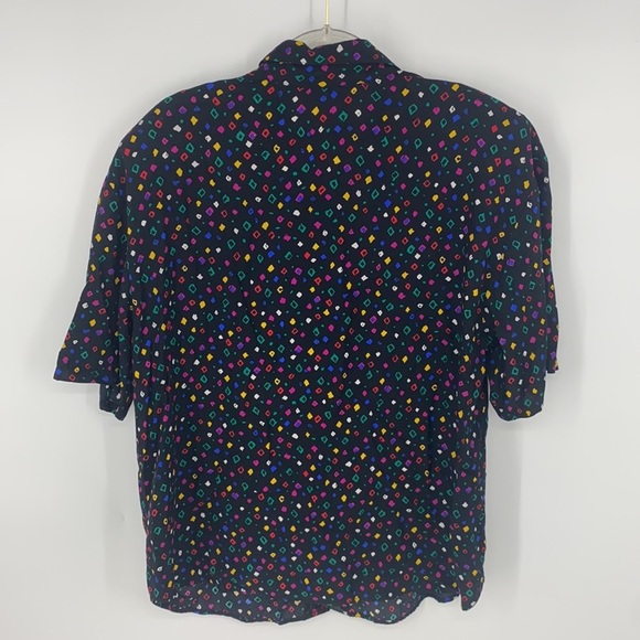 Touche L.A. Women's Vintage Black Geometric Print Button-Down Shirt Medium - Picture 8 of 8